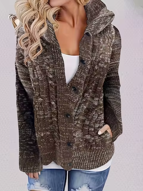 Elsie - Kabelstrickjacke mit Kapuze