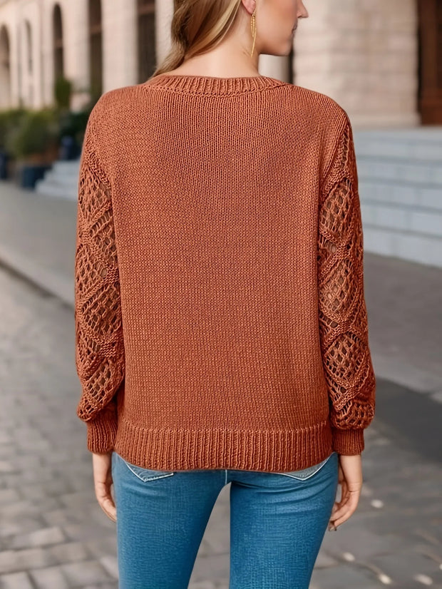 Elsie - Solid V-Ausschnitt Strickpullover