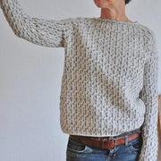 Louisa - Schicker grauer Pullover mit Rundhalsausschnitt