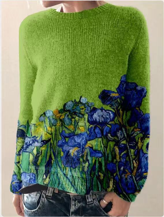 Sofia - Damen-Strickpullover mit 3D-Blumendruck